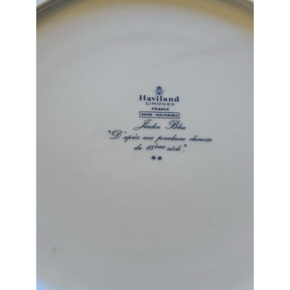 Haviland Limoges Jardin Bleu 8-Sided Plate, Blue Flowers Scenes, 10” Blue White - Picture 3 of 5